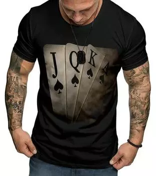 Модная мужская футболка Poker JQK 3d футболка большого размера, уличная одежда, повседневная футболка с короткими рукавами, летняя мужская одежда, топы XS