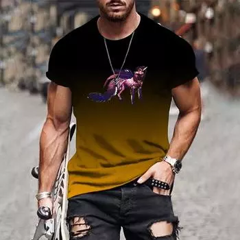 Модная мужская футболка с 3D-градиентным принтом, хип-хоп-тренд, уличная повседневная футболка в стиле Харадзюку с круглым вырезом и короткими рукавами, летняя свободная XS