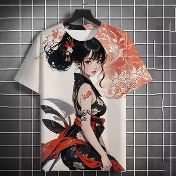 Модная мужская футболка с 3D-принтом, аниме-красотка, сексуальная футболка с принтом, повседневная свободная футболка с короткими рукавами, мужская домашняя одежда, топы S
