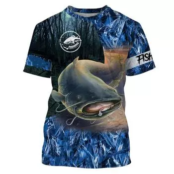 Модная мужская футболка с 3D-принтом Catfish Fishing Loose Cool Casual Style Unisex Футболка для мужчин Overszied S
