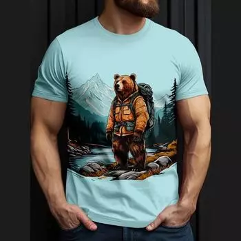 Модная мужская футболка с 3D-принтом, футболка с коротким рукавом, мужская повседневная уличная летняя быстросохнущая футболка большого размера для мужчин 2XL