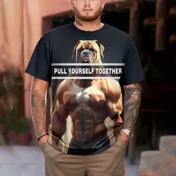 Модная мужская футболка с 3d принтом «мышечная собака» и коротким рукавом, летняя повседневная мужская одежда, свободный быстросохнущий топ, новая футболка 2024 года S