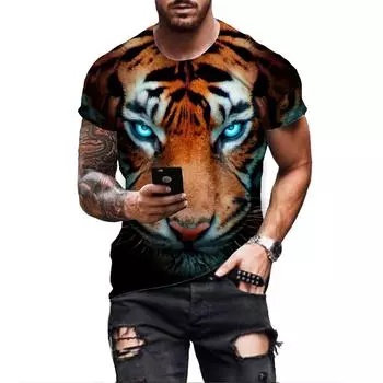 Модная мужская футболка с 3D принтом животного, тигра, льва, новая свободная повседневная летняя футболка в стиле Харадзюку, футболка большого размера
