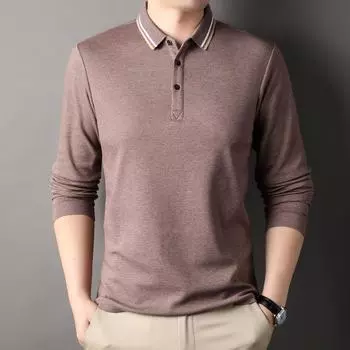 Модная мужская футболка с длинным рукавом, новая весенне-осенняя рубашка-поло для мужчин среднего возраста, осеннее пальто для папы, базовый топ M