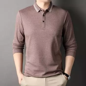 Модная мужская футболка с длинным рукавом, новая весенне-осенняя рубашка-поло для мужчин среднего возраста, осеннее пальто для папы, базовый топ M
