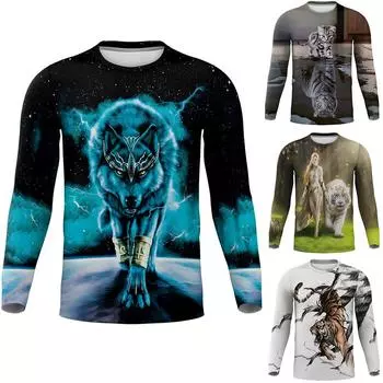 Модная мужская футболка с длинными рукавами и круглым вырезом, забавная красочная мужская повседневная футболка с геометрическим рисунком XS серый