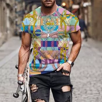 Модная мужская футболка с персонализированным художественным принтом, летняя с коротким рукавом XS