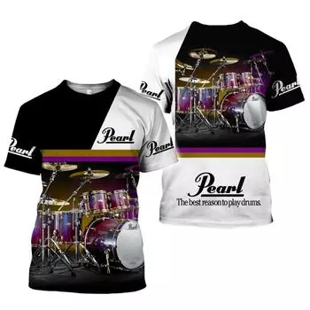 Модная мужская футболка с принтом барабана, повседневная рубашка большого размера с коротким рукавом и круглым вырезом, трендовая музыкальная эксклюзивная футболка в стиле Харадзюку, женские топы 2023 2XL