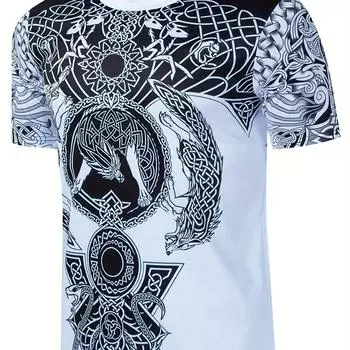 Модная мужская футболка с принтом в виде тотема волка в 3D цифровом стиле, удобные повседневные футболки с коротким рукавом, топы-пуловеры, летняя мужская одежда для активного отдыха S