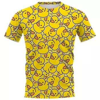Модная мужская футболка с рисунком из мультфильма «Маленькая желтая утка» с 3D-принтом, уличная мода, Харадзюку, с круглым вырезом, удобные летние топы S