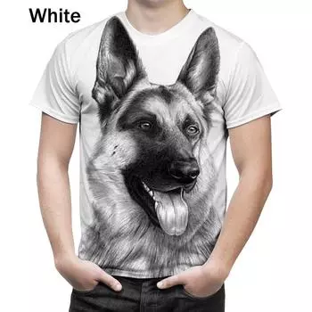 Модная мужская футболка с рисунком собаки, немецкой овчарки, 3D-принт, футболка с короткими рукавами, повседневная 3D-футболка, мужские топы S