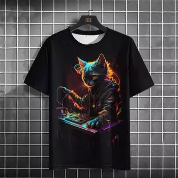 Модная мужская футболка с рисунком животных из мультфильмов, футболка с 3D-принтом S