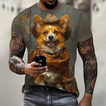 Модная мужская футболка с рисунком животных, мужская футболка с принтом 3D, разноцветные футболки с принтом животных, топы, свободная уличная одежда с круглым вырезом y2k S