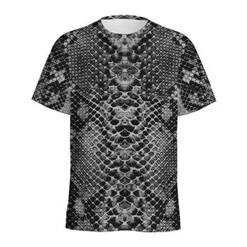 Модная мужская футболка с рисунком змеиной кожи с 3D-принтом, футболка с круглым вырезом и рисунком шкур животных, футболка с короткими рукавами, топы S