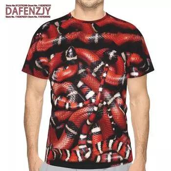 Модная мужская футболка со змеиным 3D принтом и забавным рисунком животных, футболка большого размера, летняя трендовая одежда в стиле хип-хоп, повседневные топы с круглым вырезом S чёрный