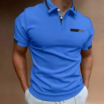 Модная мужская футболка, свободные летние повседневные спортивные мужские футболки с лацканами, рубашка поло S