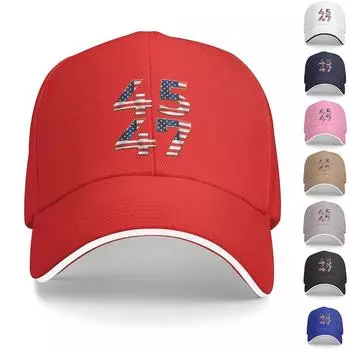 Модная мужская и женская бейсболка с флагом 45-47, регулируемая One Size чёрный