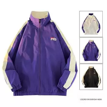 Модная мужская и женская куртка с воротником-стойкой в одном стиле, модная студенческая куртка в корейском стиле, рабочая одежда, повседневная ветровка, топ M