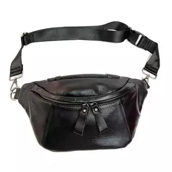 Модная мужская и женская поясная сумка из натуральной кожи, черная поясная сумка из коровьей кожи первого слоя, сумка-сэтчел. чёрный