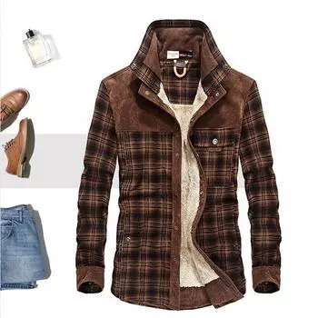 Модная мужская клетчатая хлопковая рубашка Jakcet, зимнее теплое пальто, меховая парка, толстые пальто, верхняя одежда, куртки M