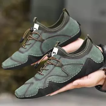 Модная мужская кожаная обувь Повседневная обувь Мужские уличные мокасины Мокасины Кроссовки Дышащие туфли для вождения Zapatos De Hombre 38 зелёный