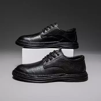 Модная мужская кожаная повседневная обувь Дерби 42 чёрный