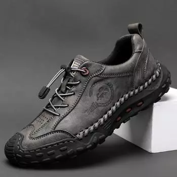 Модная мужская кожаная повседневная обувь ручной работы, дышащая обувь для скейтборда, дышащая мягкая рабочая обувь 39