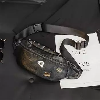 Модная мужская кожаная сумка через плечо на груди — повседневная, походная и велосипедная сумка на плечо