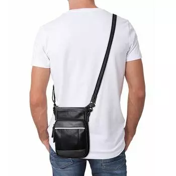 Модная мужская кожаная сумка через плечо с несколькими карманами, большая вместимость, сумка через плечо с улучшенной текстурой, простая мужская сумка синий