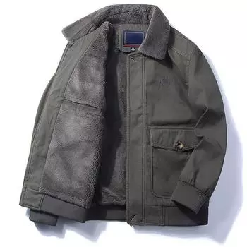 Модная мужская куртка-карго, термофлисовые пальто, мужская утепленная куртка из флиса, теплая спортивная верхняя одежда с воротником с лацканами и длинными рукавами S армия зеленый