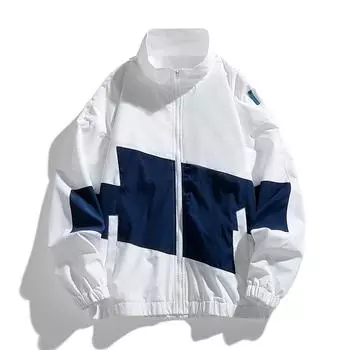 Модная мужская куртка с цветовым сочетанием, весна-осень, подростковый тренд, красивая универсальная ветрозащитная дышащая куртка с воротником-стойкой для мужчин M