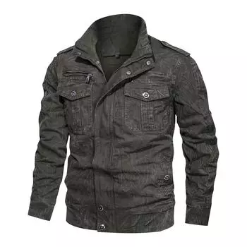 Модная мужская куртка с длинным рукавом и воротником-стойкой, тонкая рубашка, повседневная черная мужская куртка XL коричневый