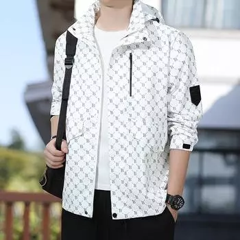 Модная мужская куртка с капюшоном, весна и осень, новая красивая трендовая одежда, повседневная куртка S белый