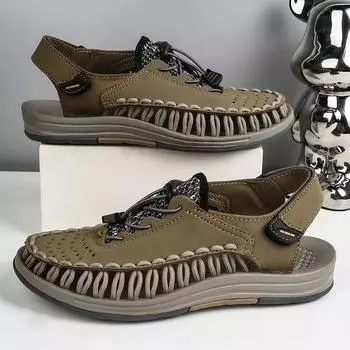 Модная мужская летняя обувь, новое поступление, мужские сандалии, модная дышащая пляжная обувь, крутые пляжные туфли на плоской подошве, мужская обувь Roma 38 серый
