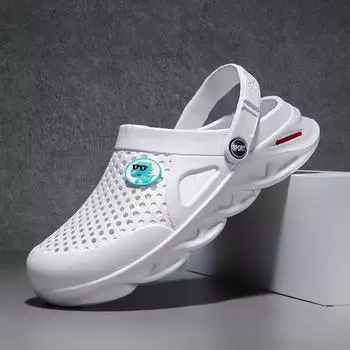 Модная мужская летняя обувь, полые тапочки, модные уличные кроссовки, дышащие, повседневные, для пар, пляжные, унисекс, сандалии, шлепанцы, Zapatos Hombre 40 белый