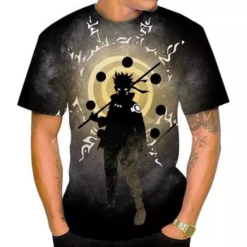 Модная мужская летняя уличная одежда с 3D-принтом аниме Наруто футболка с коротким рукавом L