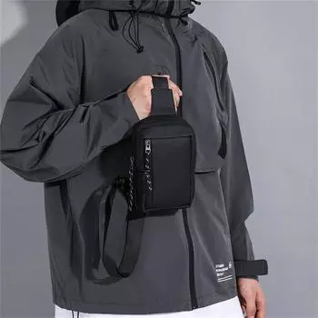 Модная мужская нагрудная сумка на плечо, простая сумка через плечо Oxford для мужчин One Size чёрный