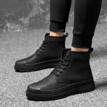 Модная мужская обувь 2024 года, модные высококачественные мужские мотоциклетные ботинки, новые мужские удобные прогулочные ботинки из натуральной кожи для шитья для мужчин 38