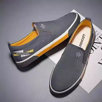 Модная мужская обувь 2024 года, новая тенденция, корейская версия Ice Silk, повседневная однопедальная тканевая обувь, летние дышащие кроссовки, парусиновая обувь 44 39 хаки