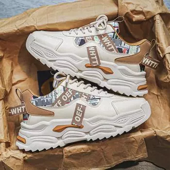 Модная мужская обувь бренда 2025 года, новая весенне-осенняя спортивная обувь для бега, молодежная мода, универсальная толстая подошва, увеличивающая рост, модная обувь для пап 39
