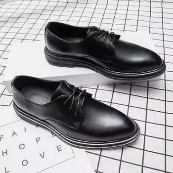 Модная мужская обувь, деловые туфли для мужчин, повседневные оксфорды из спилковой кожи, модные мужские удобные оксфорды, винтажная мужская обувь 38 чёрный