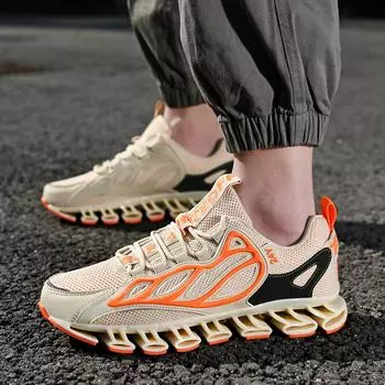 Модная мужская обувь для фитнеса, летняя дышащая спортивная обувь с сеткой, амортизирующая баскетбольная обувь с мягкой подошвой, мужская повседневная обувь 46 бежевый