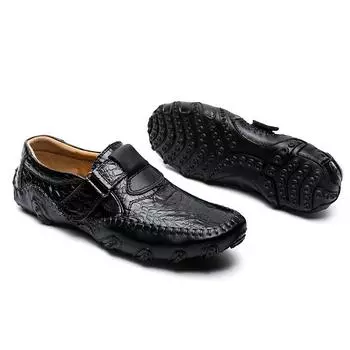 Модная мужская обувь для отдыха на открытом воздухе, повседневная кожаная обувь, классические мужские туфли-лоферы, удобные мужские кроссовки в британском стиле 38 чёрный