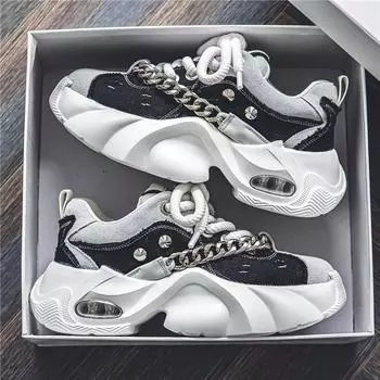 Модная мужская обувь для папы, новинка лета 2024, легкая роскошная спортивная обувь на платформе с блестками 39 чёрный