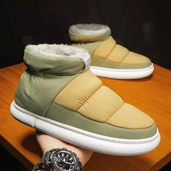 Модная мужская обувь из хлопка, супертеплые зимние ботинки, повседневная зимняя теплая обувь, мужская домашняя обувь, зимняя обувь 36-37 серый