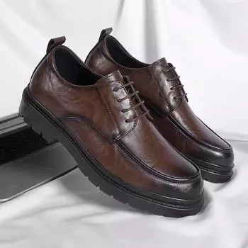 Модная мужская обувь из кожи, мужская официальная обувь, роскошное качество, удобная брендовая ручная работа, ретро-кожа, повседневная, свадебная, светская обувь для мужчин 38 чёрный