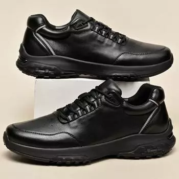 Модная мужская обувь из натуральной кожи, мужская повседневная обувь, черные кроссовки, мужская обувь для ходьбы, винтажный стиль, походная обувь, кроссовки для скалолазания 38 чёрный