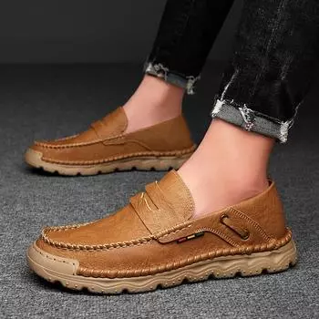 Модная мужская обувь из натуральной кожи, новые мужские мокасины, удобные, противоударные, стильные кроссовки, высококачественная мужская обувь для ходьбы на открытом воздухе 38
