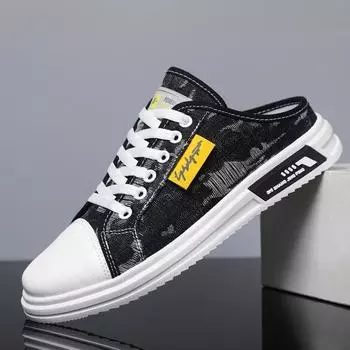 Модная мужская обувь Кроссовки Летние мужские полутапочки Студенческие универсальные дышащие повседневные туфли Нескользящие тапочки Zapatillas De Deporte 39 светло-синий