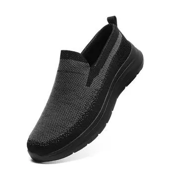 Модная мужская обувь, летние парусиновые туфли, дышащие, удобные, уличные, без застежек, кроссовки для ходьбы, классические мокасины для мужчин 39 чёрный